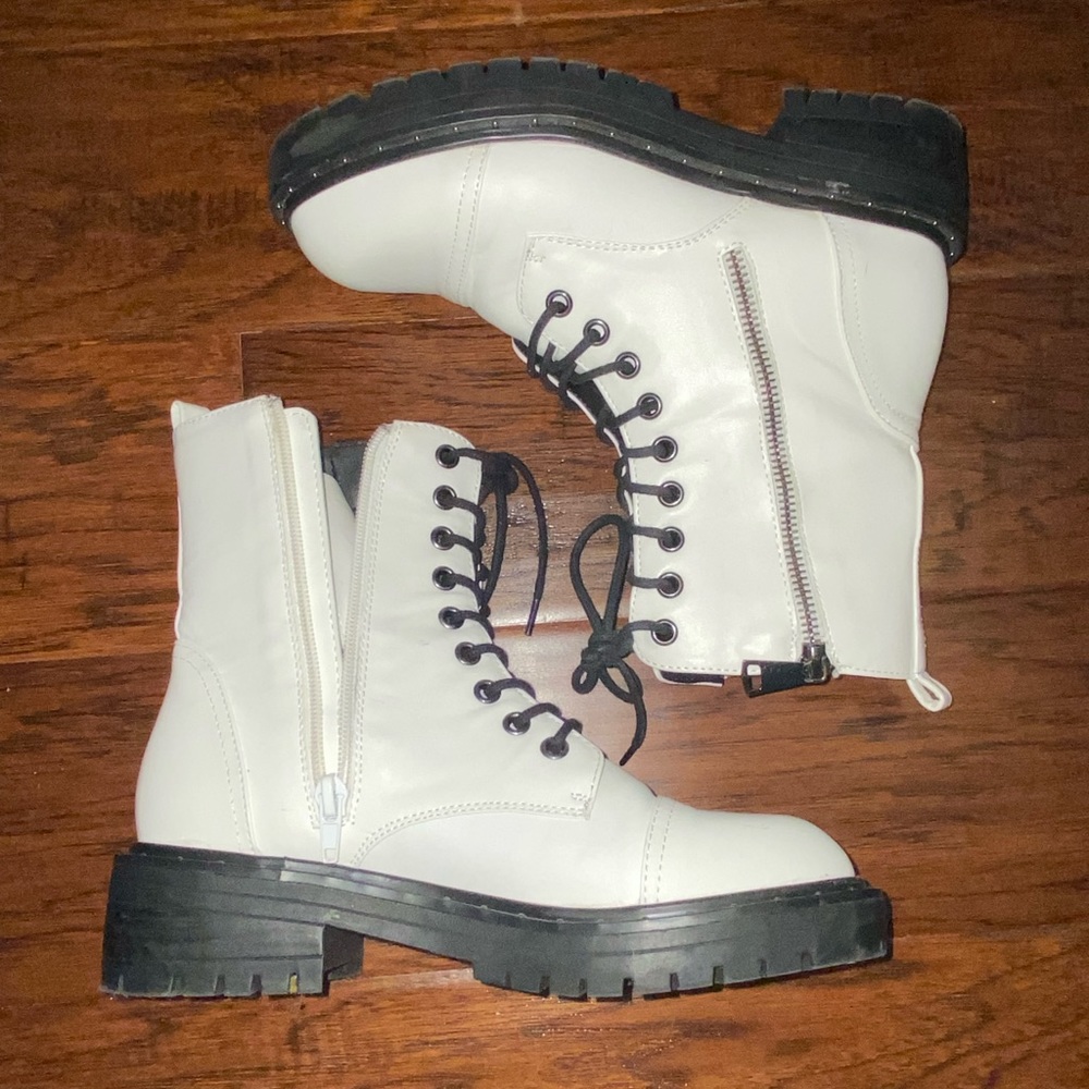 White forever 21 combat boots size 6 or 7